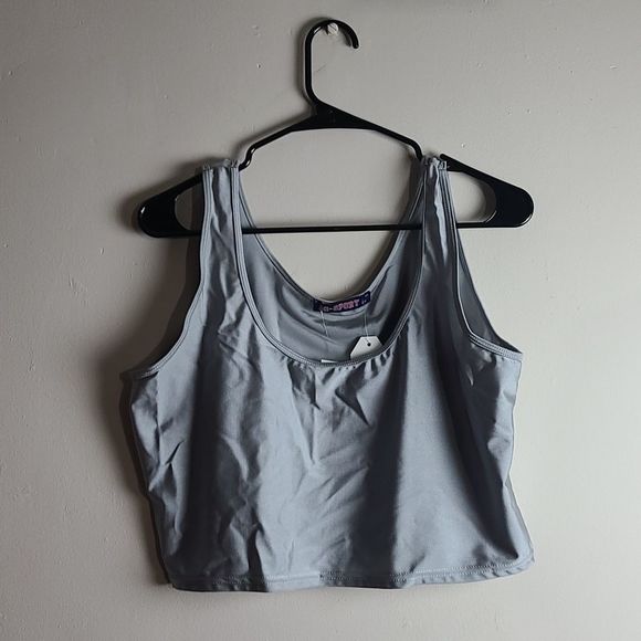AQ Sport Grey Neon Crop Top Size 2X - Picture 1 of 4